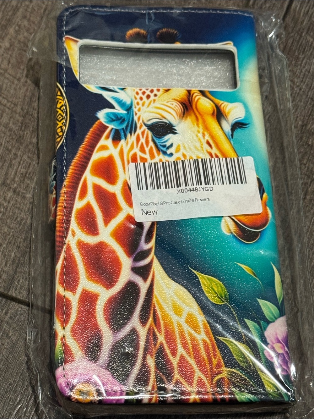 Amazon Multicolor Giraffe Print Wallet Phone Case - Blue, Orange, Yellow, Pink